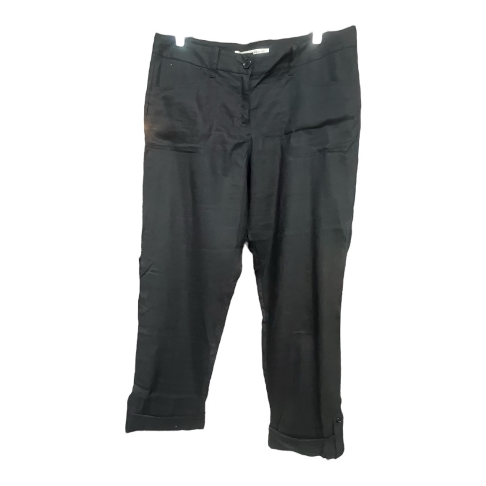 Max Studio Black Linen Rollup Straight Leg Pants - Size 14